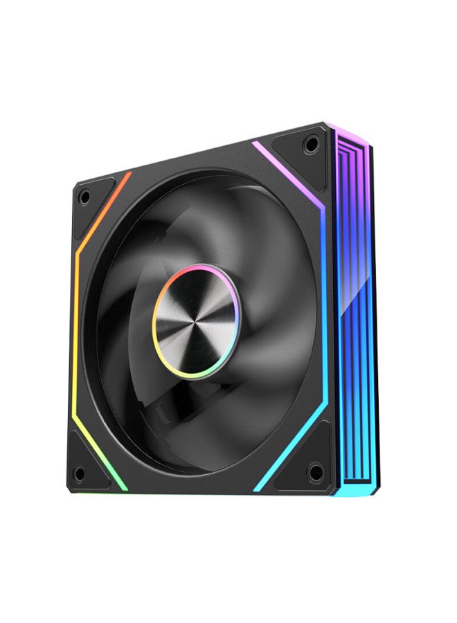 Play Jia Wanjiajingjing 8pro Argb Black Forward Airflow Fan, Case Cooling 12cm Fan, Rgb Synchronization, 5v 3-pin Argb Pwm Temperature-controlled Speed Adjustment - Image 3