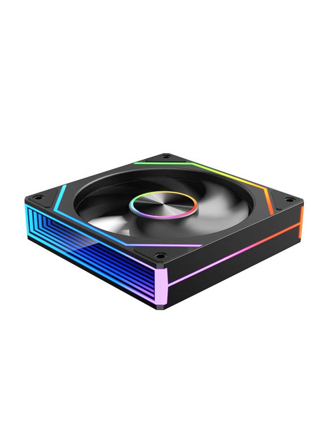 Play Jia Wanjiajingjing 8pro Argb Black Forward Airflow Fan, Case Cooling 12cm Fan, Rgb Synchronization, 5v 3-pin Argb Pwm Temperature-controlled Speed Adjustment - Image 4
