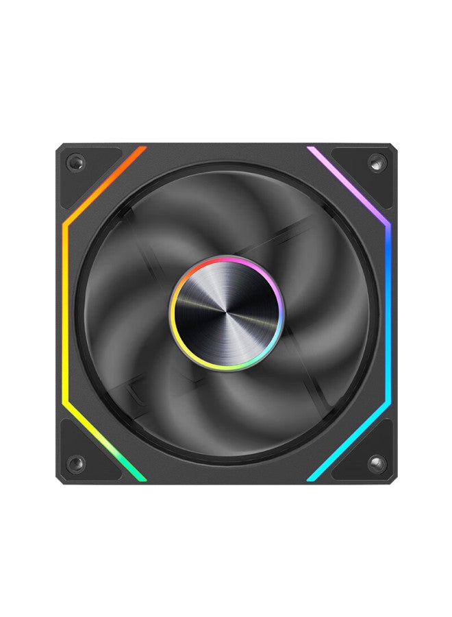 Play Jia Wanjiajingjing 8pro Argb Black Forward Airflow Fan, Case Cooling 12cm Fan, Rgb Synchronization, 5v 3-pin Argb Pwm Temperature-controlled Speed Adjustment - Image 2