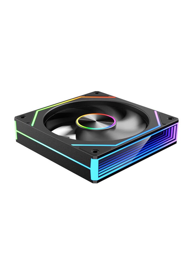 Play Jia Wanjiajingjing 8pro Argb Black Forward Airflow Fan, Case Cooling 12cm Fan, Rgb Synchronization, 5v 3-pin Argb Pwm Temperature-controlled Speed Adjustment - Image 5