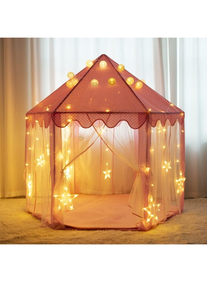 ECVV Foldable Woven Cloth Castle Boys and Girls Home Small House Hexagonal Children's Game House Toy Tent for Indoor and Outdoor - Image 1