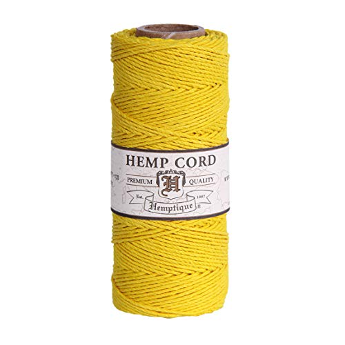 Hemptique 100% Hemp Cord Spool - 62.5 Meter Hemp String - Made with Love - No. 20 ~ 1mm Cord Thread for Jewelry Making, Macrame, Scrapbooking, DIY, & More - Yellow - Image 1