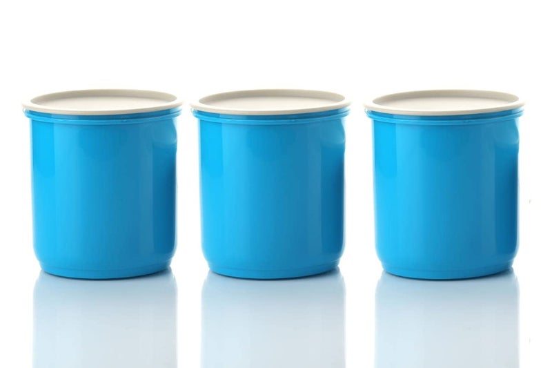 Machak Round Plastic Containers Set for Kitchen with Lid Airtight, Set of 3 (1750ml) (Blue) - Image 5