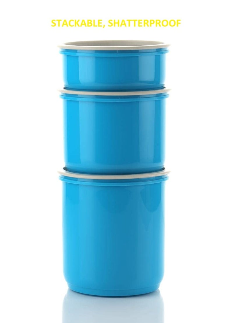 Machak Round Plastic Containers Set for Kitchen with Lid Airtight, Set of 3 (1750ml) (Blue) - Image 4