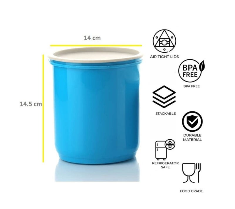 Machak Round Plastic Containers Set for Kitchen with Lid Airtight, Set of 3 (1750ml) (Blue) - Image 3