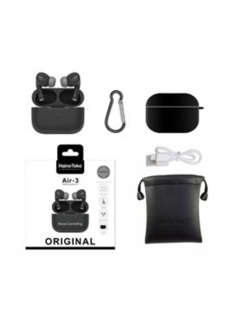 Haino Teko - Air-3 Wireless Bluetooth Earbuds Apple & Android Compatibility Built-in Microphone True Wireless Earbuds in-Ear Bluetooth Headphones Earphones Auto Power On/Off Touch Control With Case Noise Cancelling Black - Image 1