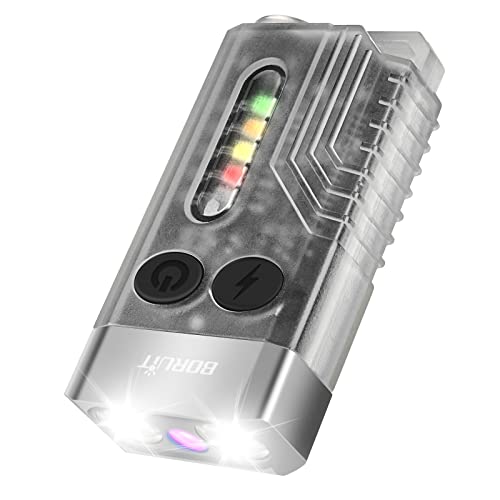 BORUIT V10 Small Powerful Flashlight with 365nm UV Black Light - Super Bright, USB C Rechargeable Led Keychain Flash Light with Cob Side Light, Magnet - Image 1