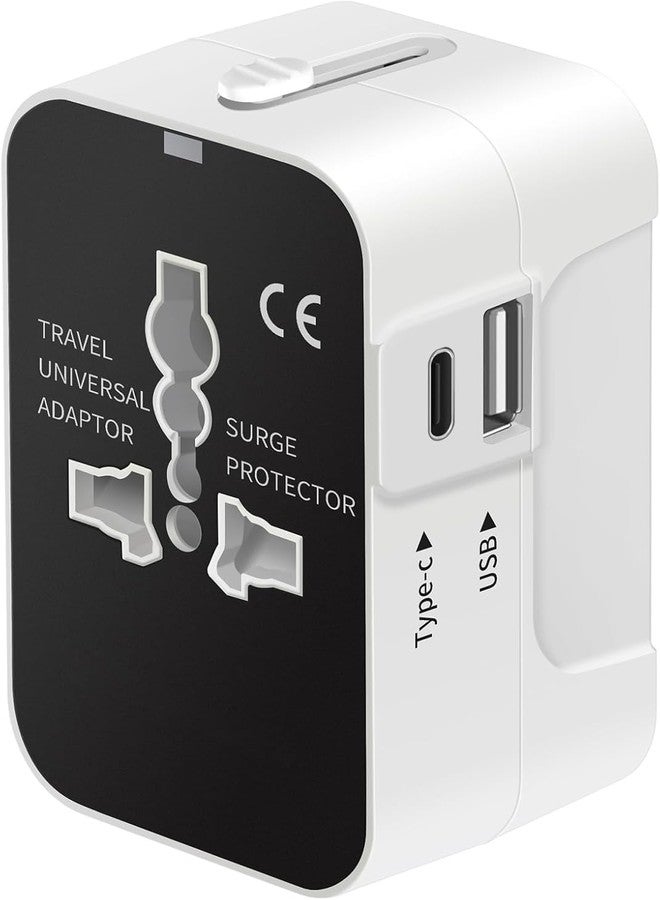 rts Universal Travel Adapter - Type C USB-C, 3-in-1 Universal Adapter Plug, Travel Accessory With 1 USB-C, 2.4A, All-In-One For Phone, Laptop, Mobile, Tablet, White - Image 1