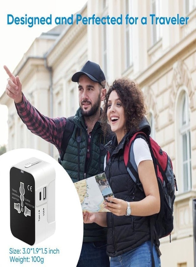 rts Universal Travel Adapter - Type C USB-C, 3-in-1 Universal Adapter Plug, Travel Accessory With 1 USB-C, 2.4A, All-In-One For Phone, Laptop, Mobile, Tablet, White - Image 5