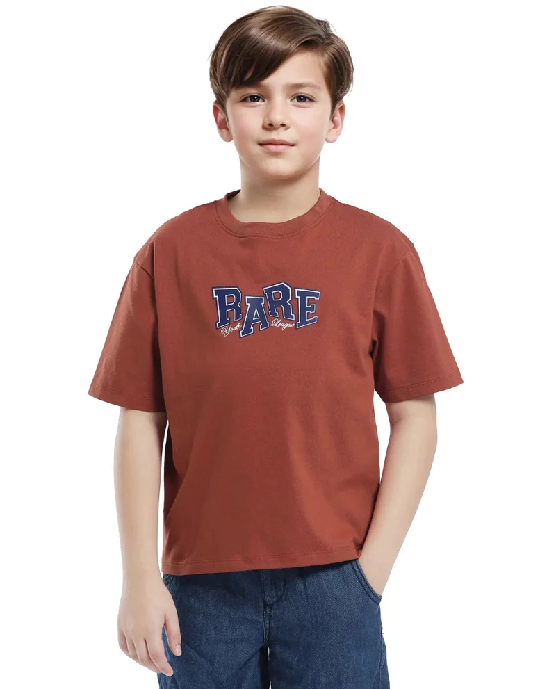 Rare Ones Rare Ones Kids Cole Rust Cotton Graphic Print Slip-On Oversized Fit T-Shirt