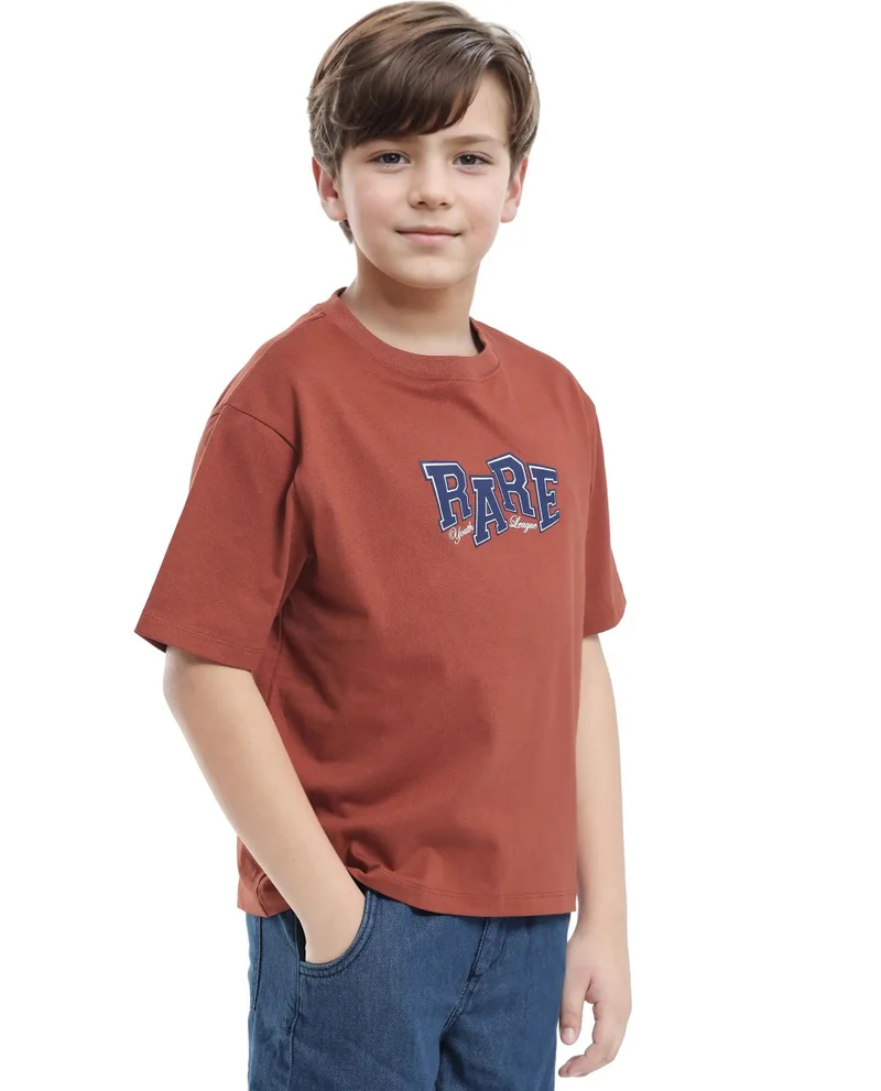 Rare Ones Rare Ones Kids Cole Rust Cotton Graphic Print Slip-On Oversized Fit T-Shirt