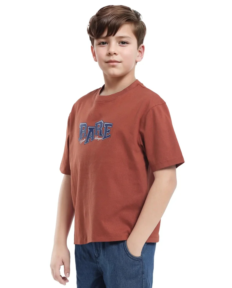 Rare Ones Rare Ones Kids Cole Rust Cotton Graphic Print Slip-On Oversized Fit T-Shirt