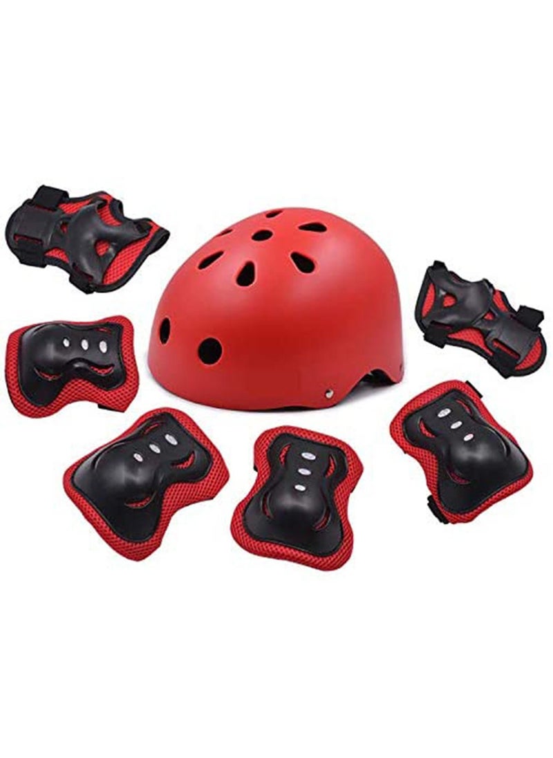 LIMOS Kids Helmet 7 in 1 , Adjustable Protections for Scooter Skateboard Roller Skating Cycling (Red)  - Image 1