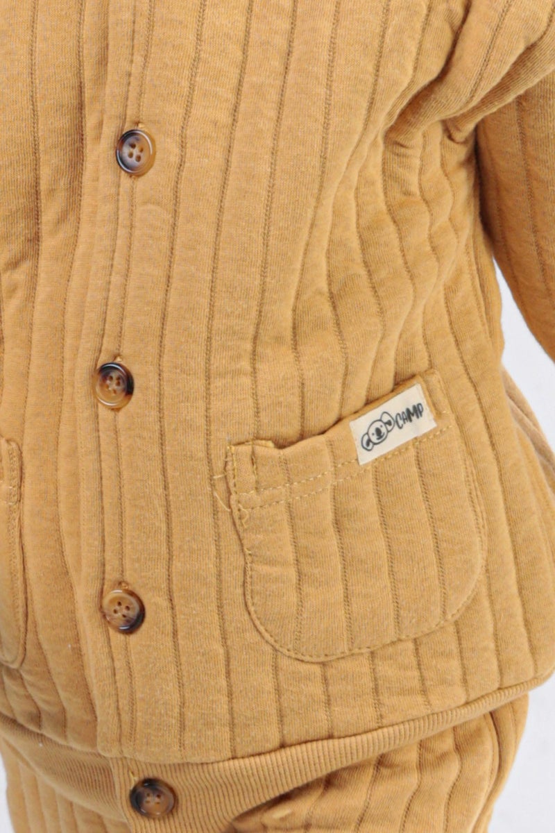 Harika Kids Boy's Hooded Quilted Fabric Cardigan Bottom Top Set - Image 3