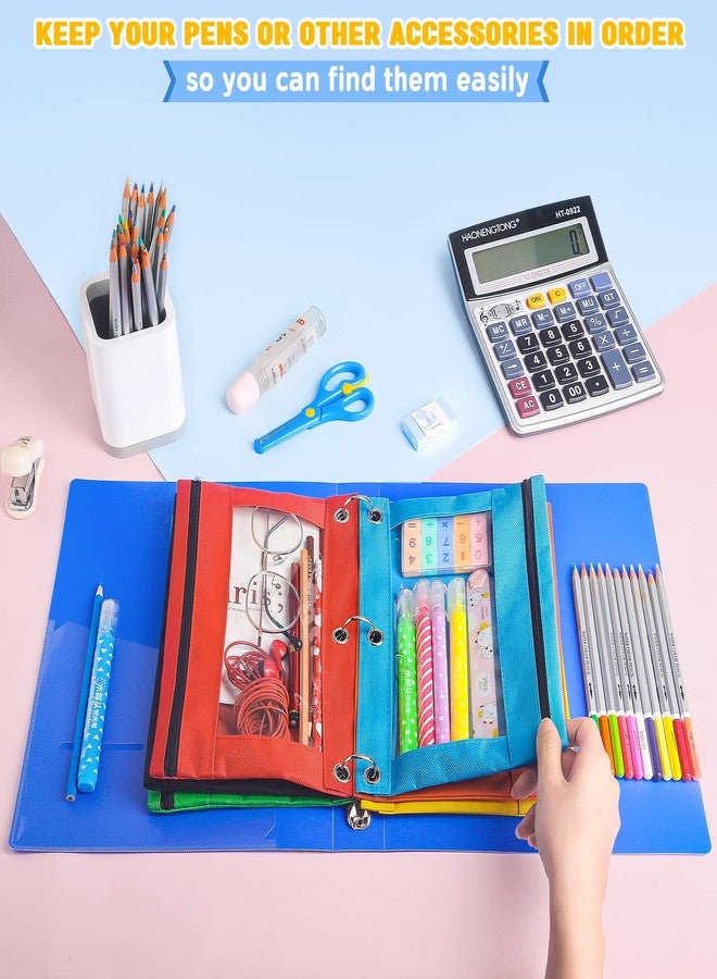 Ochido Pencil Pouch for 3 Ring Binder,Bulk,30 Pack in Assorted Colors,Sturdy and Durable Zipper Pencil Case with Clear Window,3-Hole Binder Cloth Pencil Bag for Storing School Office Supplies - Image 3