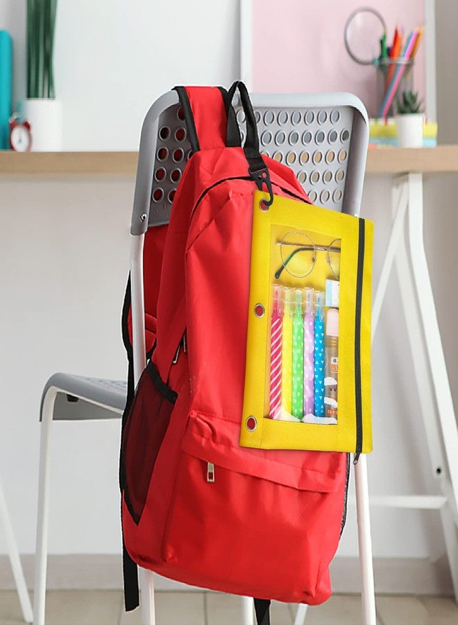 Ochido Pencil Pouch for 3 Ring Binder,Bulk,30 Pack in Assorted Colors,Sturdy and Durable Zipper Pencil Case with Clear Window,3-Hole Binder Cloth Pencil Bag for Storing School Office Supplies - Image 5