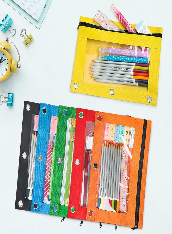 Ochido Pencil Pouch for 3 Ring Binder,Bulk,30 Pack in Assorted Colors,Sturdy and Durable Zipper Pencil Case with Clear Window,3-Hole Binder Cloth Pencil Bag for Storing School Office Supplies - Image 4