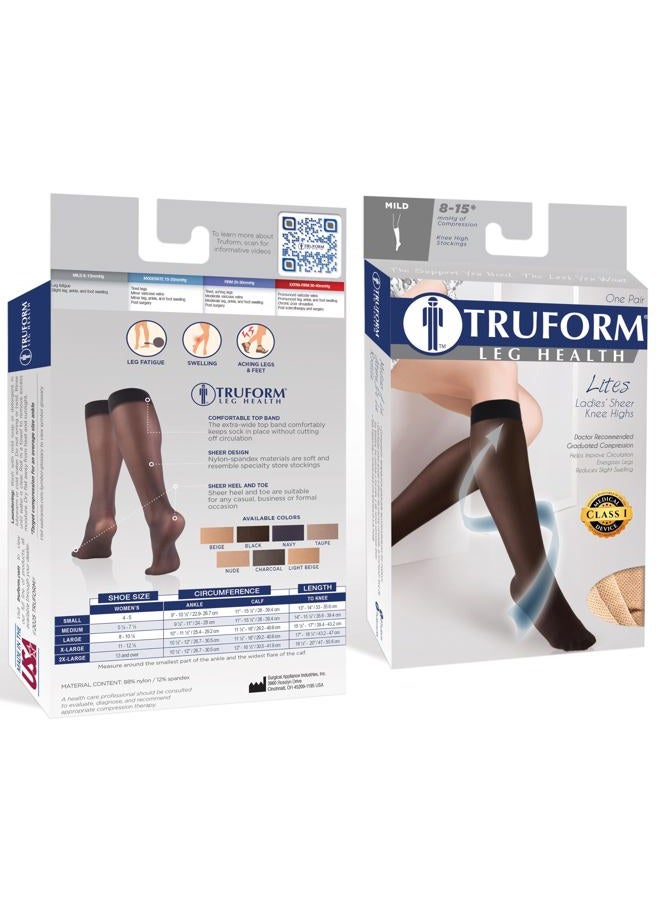 Truform Sheer Compression Stockings, 8-15 mmHg, Women's Knee High Length, 20 Denier, Beige, Large - Image 3