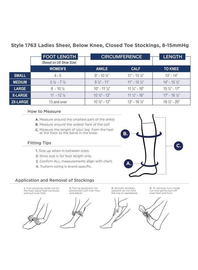 Truform Sheer Compression Stockings, 8-15 mmHg, Women's Knee High Length, 20 Denier, Beige, Large - Image 5