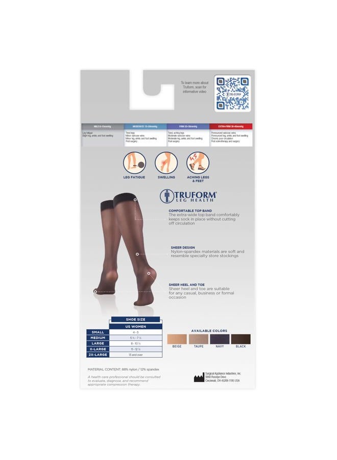 Truform Sheer Compression Stockings, 8-15 mmHg, Women's Knee High Length, 20 Denier, Beige, Large - Image 4