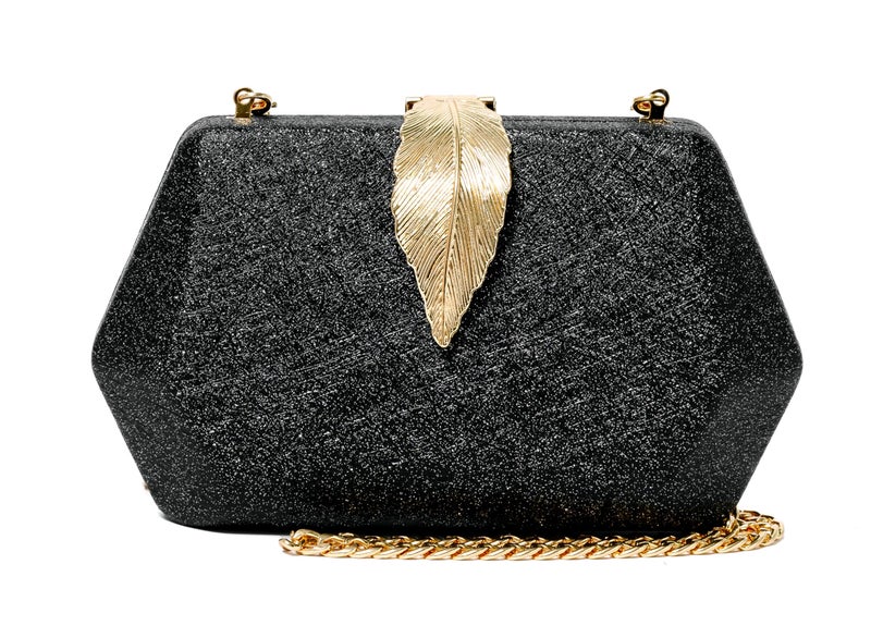 INOVERA (LABEL) Women Evening Hand Clutch | Ladies Party Wedding Purse with Chain Strap (1.Black) - Image 1