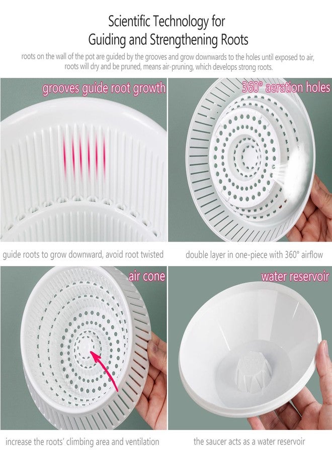 Meshpot 5 inch Orchid Pots with Holes for Repotting,Set of 1,Decorative Orchid Planter with Air-Pruning and Good Air Circulation,Plastic White Orchid Container with Saucers - Image 4
