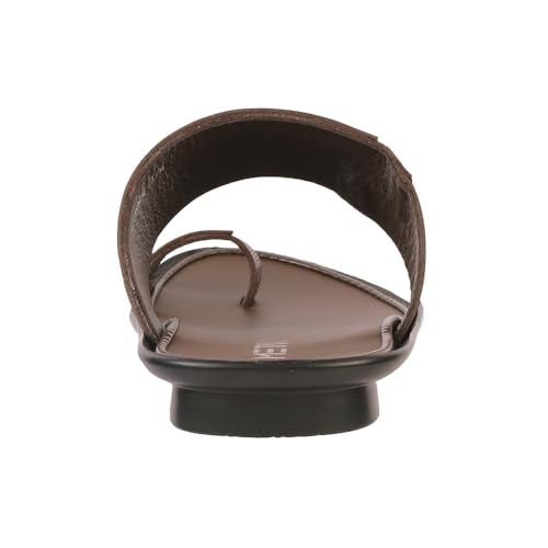 Metro Men Brown Leather Textured Strap Casual Chappal UK/8 EU/42 (16-1030) - Image 5