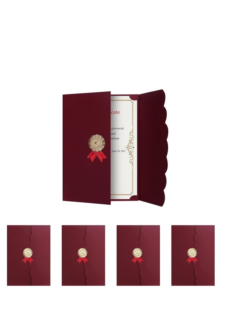 SYOSI 5pcs A4 Certificate Holder Graduation Diploma Cover Degree Certificate Holder Trifold Document Covers for Award Certificates Diplomas Documents Contract Invitation Card A4 Paper Red  - Image 1