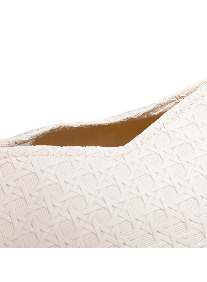 ShebSheb Tissue Box Cover, Modern PU Leather Rectangular Tissue Holder, Weaving Pattern Wipes Holder for Bathroom Living Room Bedroom Vanity Countertop Office Tabletop Desk Car Home(Beige) - Image 2