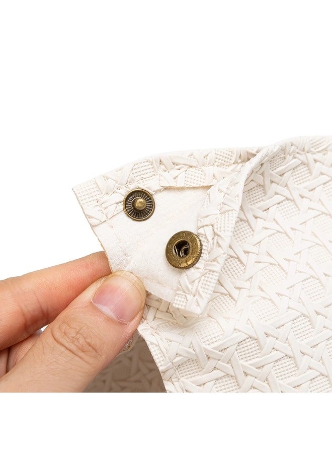 ShebSheb Tissue Box Cover, Modern PU Leather Rectangular Tissue Holder, Weaving Pattern Wipes Holder for Bathroom Living Room Bedroom Vanity Countertop Office Tabletop Desk Car Home(Beige) - Image 3