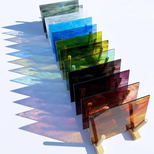 LITMIND 12 Sheets Smooth Translucent Texture Stained Glass Variety Pack 6x4 Inch Assorted Cathedral Art Glass for Crafts Stunning Mosaic Projects with Mist Pattern - Image 3