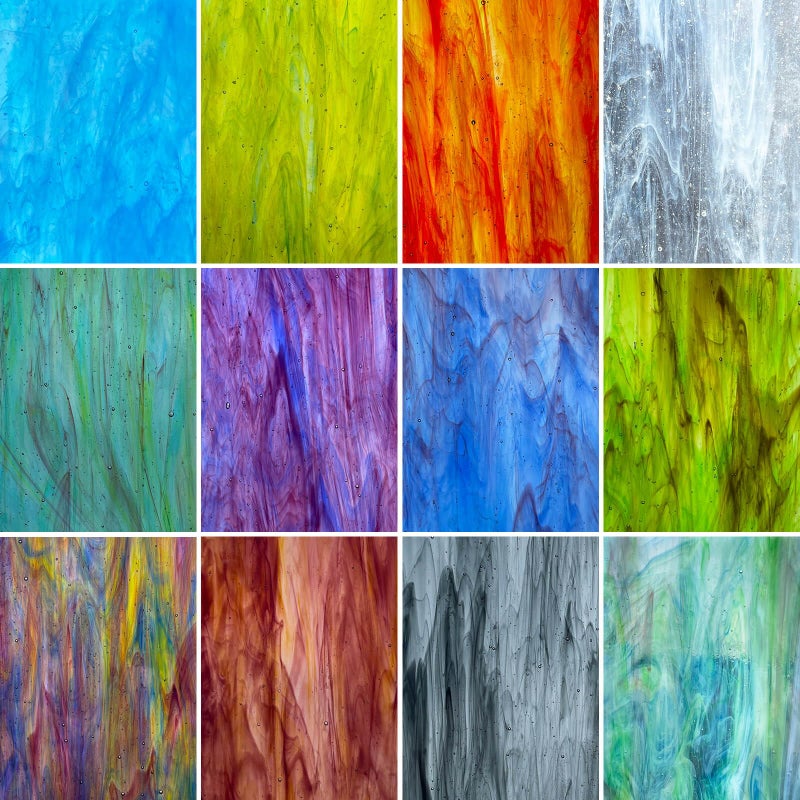 LITMIND 12 Sheets Smooth Translucent Texture Stained Glass Variety Pack 6x4 Inch Assorted Cathedral Art Glass for Crafts Stunning Mosaic Projects with Mist Pattern - Image 2