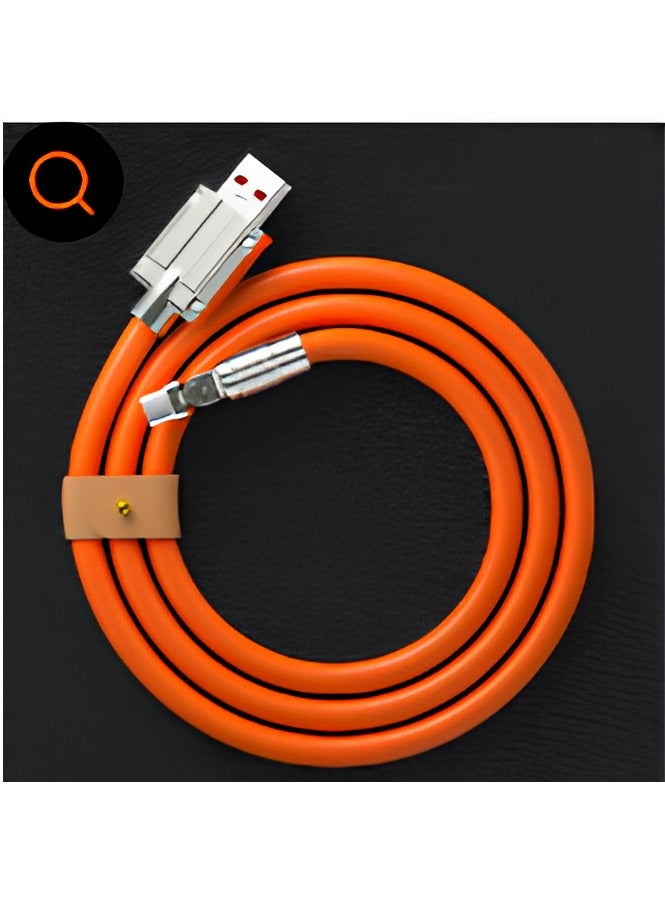 AROAQ Zinc Alloy Rotating Charging Cable, 2m USB To C Super Fast Charging Zinc Alloy PVC USB Cable, Durable Flexible Rotary Charge Cable, (2 Meters—type-c Bare Cable (Huawei, Letv Head) Orange) - Image 1