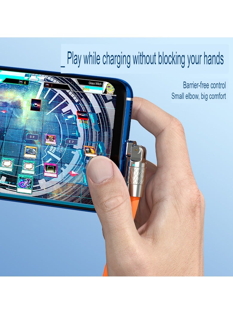 AROAQ Zinc Alloy Rotating Charging Cable, 2m USB To C Super Fast Charging Zinc Alloy PVC USB Cable, Durable Flexible Rotary Charge Cable, (2 Meters—type-c Bare Cable (Huawei, Letv Head) Orange) - Image 3