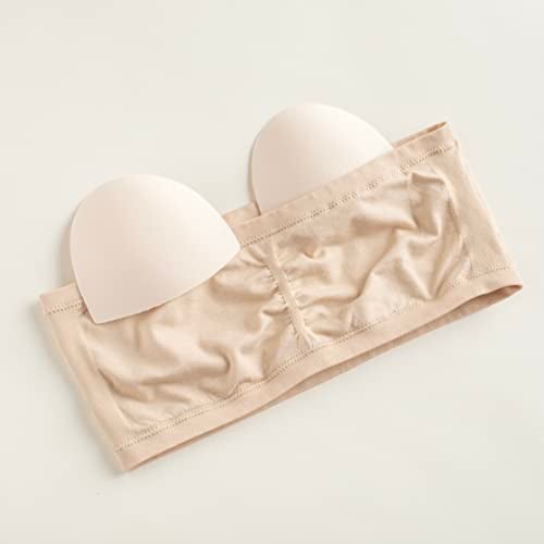 Popular Girl's Seamless Bandeau Bra - 2 Pack - Black and Nude - L - Image 2