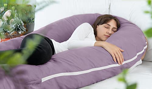 Meiz U Shaped Pregnancy Pillows for Sleeping 65 Maternity Pillow for Full Body Support Cooling Pregnancy Pillow with Jersey Cover Purple - Image 3