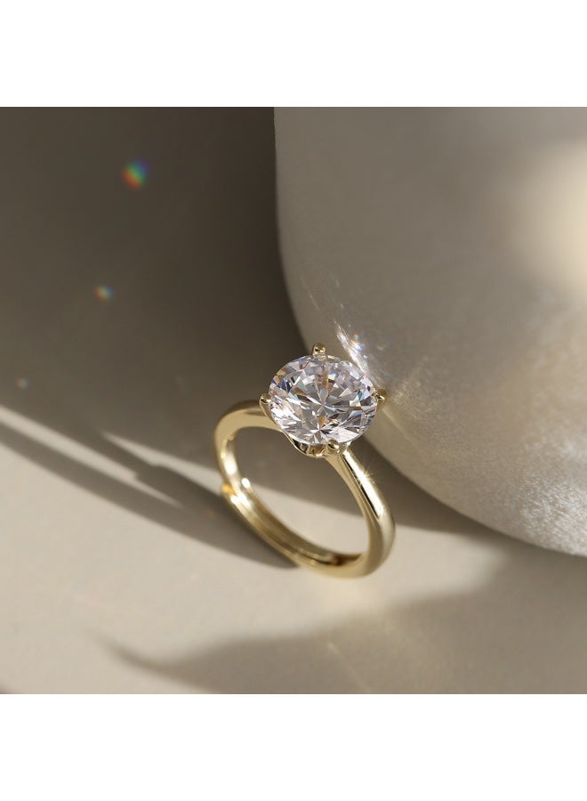 veya "A Luxurious Ring From Veya, Crafted From Genuine 925 Sterling Silver And Plated With 14K Gold, Featuring A Large Sparkling Zircon Stone That Radiates Timeless Elegance And Shine. ✨ Comes In A Luxury Package That Reflects The Brand’s Elegance And Craftsmanship." - Image 3