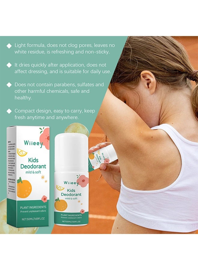 wiieey Kids Deodorant Mild and Soft - Natural Deodorant For Kids And Teens, Aluminum Free,  Paraben Free, 24 Hr Odor Protection, Clean Fresh Scent, Hypoallergenic Deodorant 50ML (White) - Image 2
