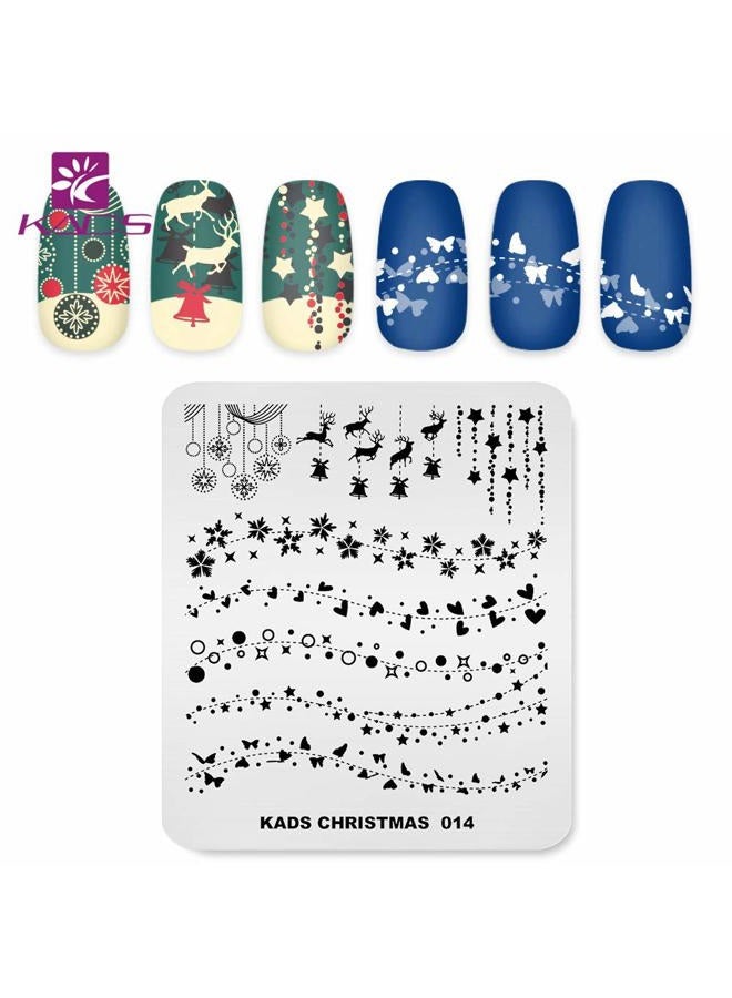 KADS Christmas Nail Art Stamp Template Happiness Star Flower Elk - Image 1