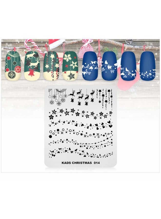 KADS Christmas Nail Art Stamp Template Happiness Star Flower Elk - Image 3