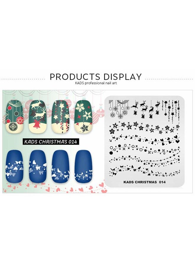 KADS Christmas Nail Art Stamp Template Happiness Star Flower Elk - Image 4