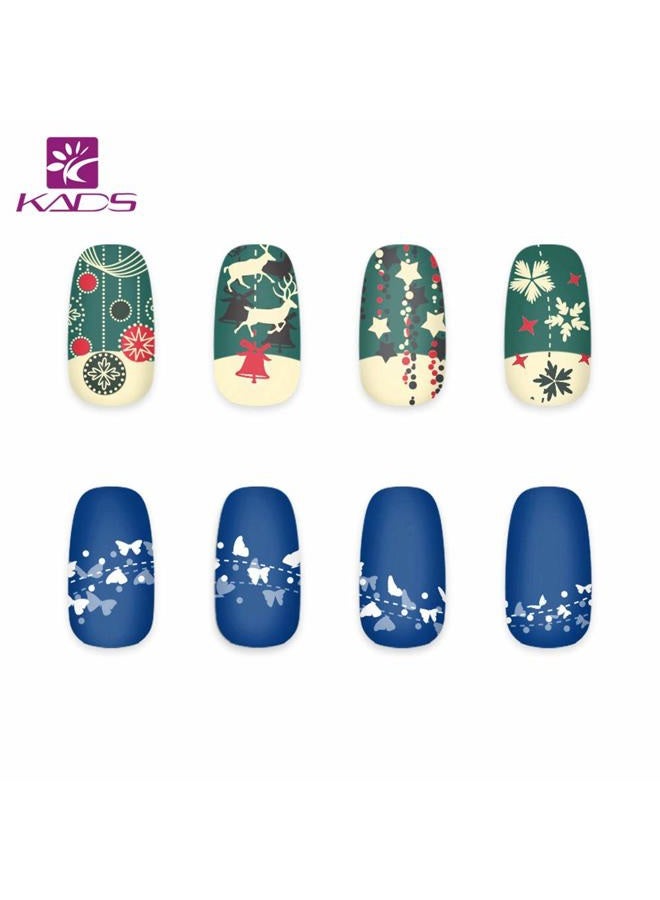 KADS Christmas Nail Art Stamp Template Happiness Star Flower Elk - Image 2