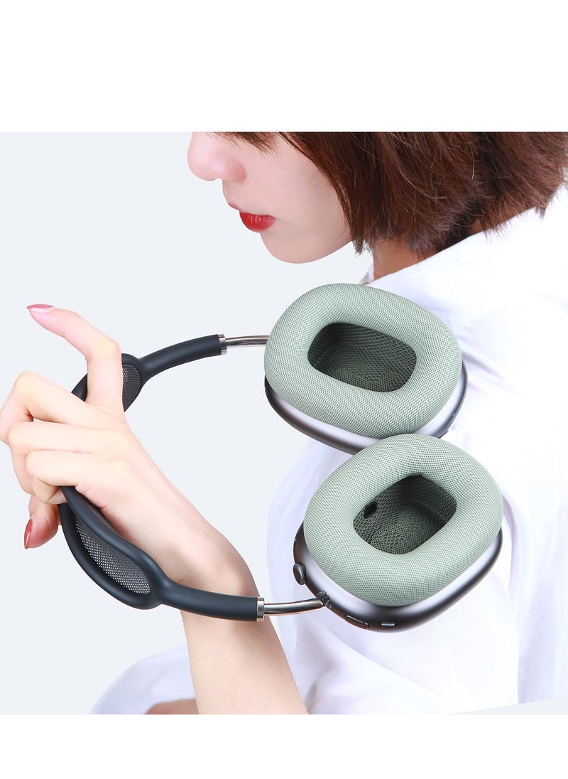 SYOSI - Ear Pads for AirPods Max Earmuffs, Headband Ear Cups Replacement Sponge Cover Cloth Ear Cushion Cover Magnetic Headphone Accessories with Knitted Mesh, Memory Foam, Green - Image 1