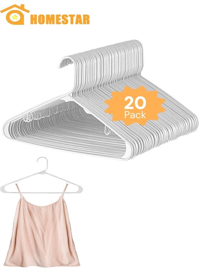 HOMESTAR Plastic Hangers 20 Pack, Standard Set of Clothes Hangers for Coats, Jackets, Pants, Slim Coat Hanger Set for Everyday Use, White - Image 1