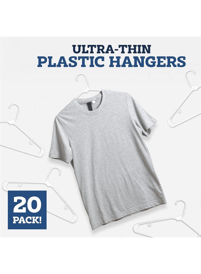 HOMESTAR Plastic Hangers 20 Pack, Standard Set of Clothes Hangers for Coats, Jackets, Pants, Slim Coat Hanger Set for Everyday Use, White - Image 2