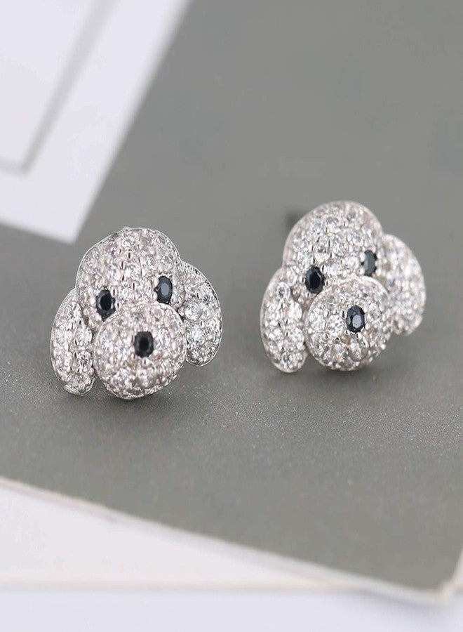 Oidims Cute Dog 925 Sterling Silver Cubic Zircoina Post Stud Earrings for Girls Teens Women Hypoallergenic Fashion Dainty Rhinestone Crystal Best Friend Animal CZ Jewelry Birthday Valentine's Day Gift - Image 5
