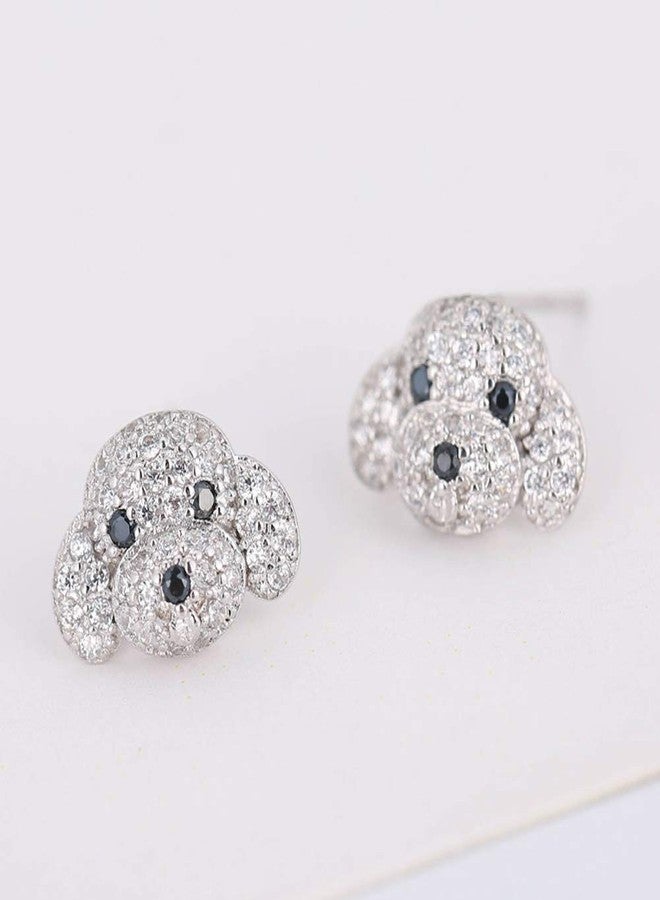 Oidims Cute Dog 925 Sterling Silver Cubic Zircoina Post Stud Earrings for Girls Teens Women Hypoallergenic Fashion Dainty Rhinestone Crystal Best Friend Animal CZ Jewelry Birthday Valentine's Day Gift - Image 2