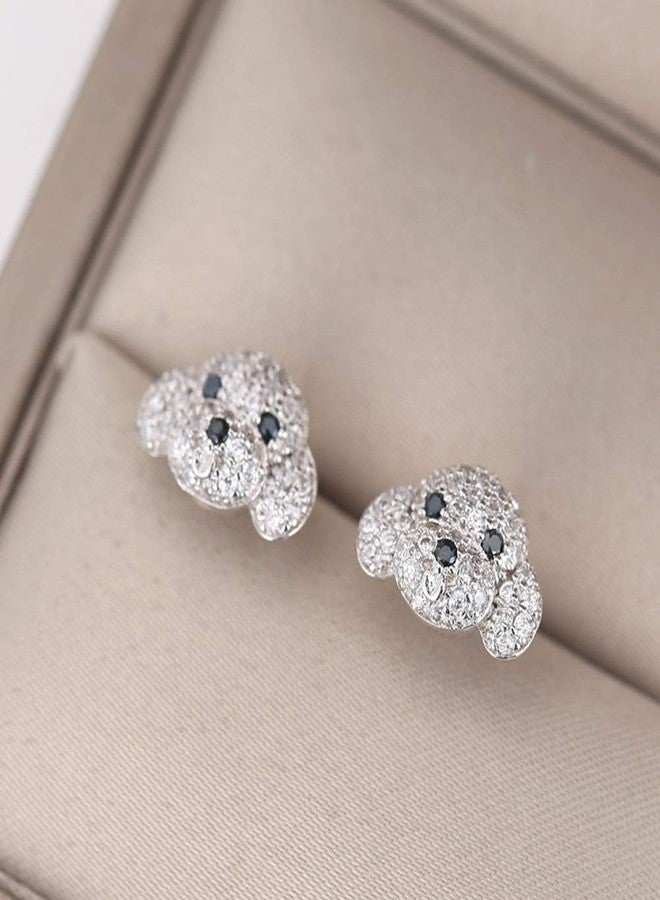 Oidims Cute Dog 925 Sterling Silver Cubic Zircoina Post Stud Earrings for Girls Teens Women Hypoallergenic Fashion Dainty Rhinestone Crystal Best Friend Animal CZ Jewelry Birthday Valentine's Day Gift - Image 3