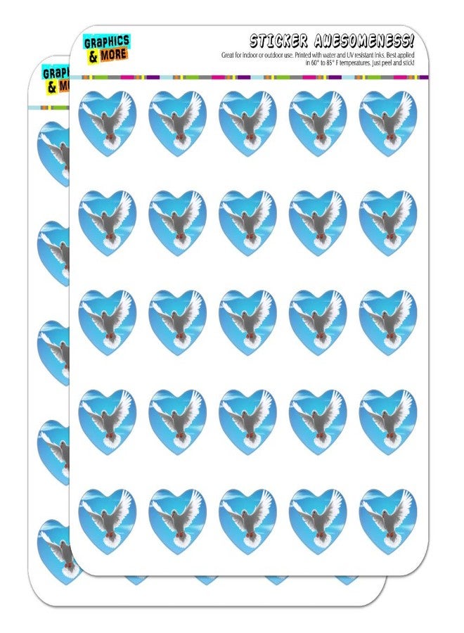 GRAPHICS & MORE Dove Bird Flying in The Sky Heart Shaped Planner Calendar Scrapbook Craft Stickers - Image 1
