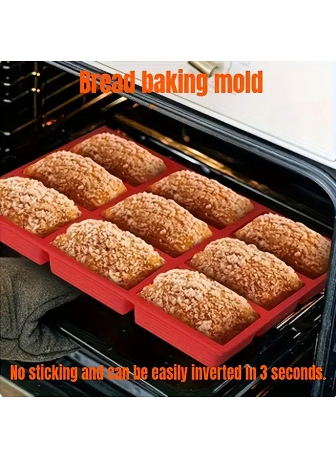 Red Non Stick Silicone Baking Pan 9 Cavities Microwave Oven Safe Easy Release - Image 3